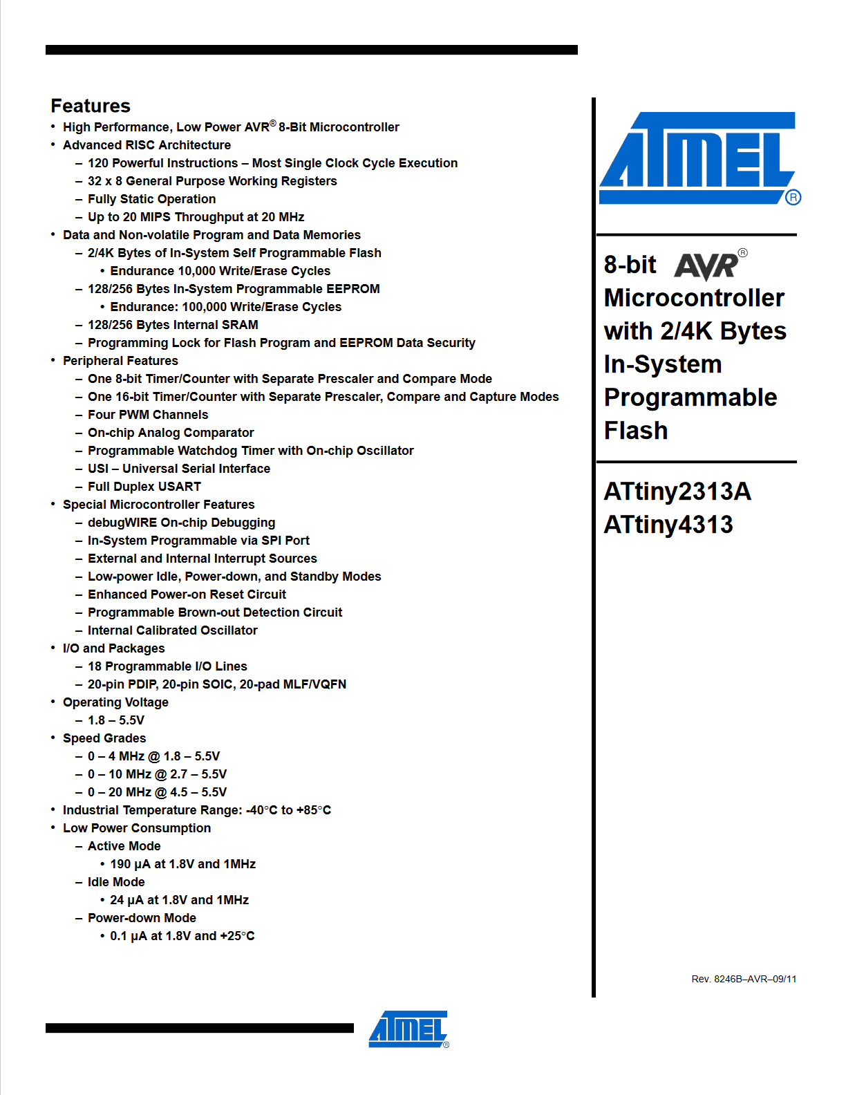 ATtiny2313 features